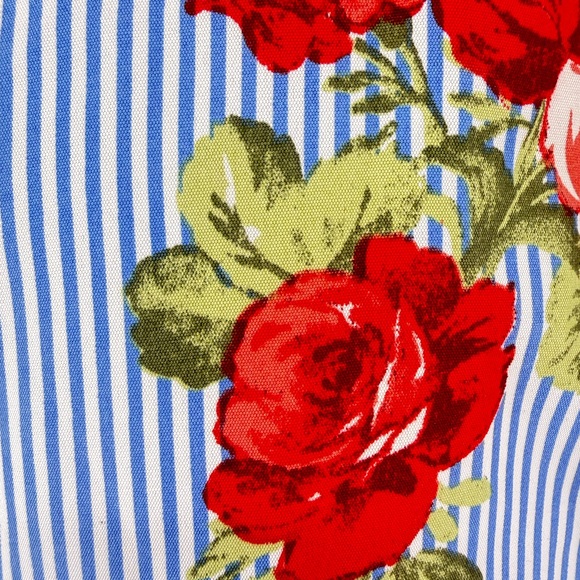 Monteau Girl Blue Stripe Floral Casual Dress Size 6 Ruffle Sleeve Lace Decor - Picture 5 of 11